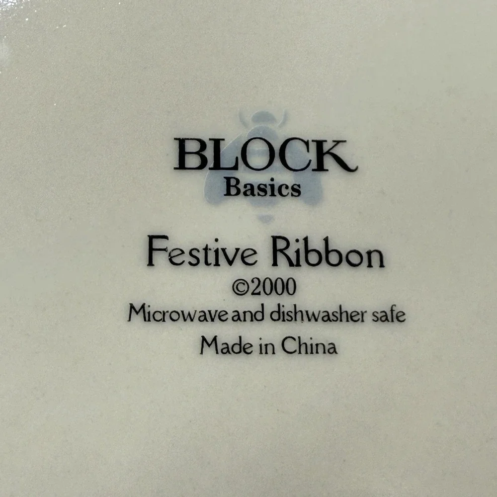 Block Basics Festive Ribbon Soup Bowls Set of 4 Christmas Holly Berry